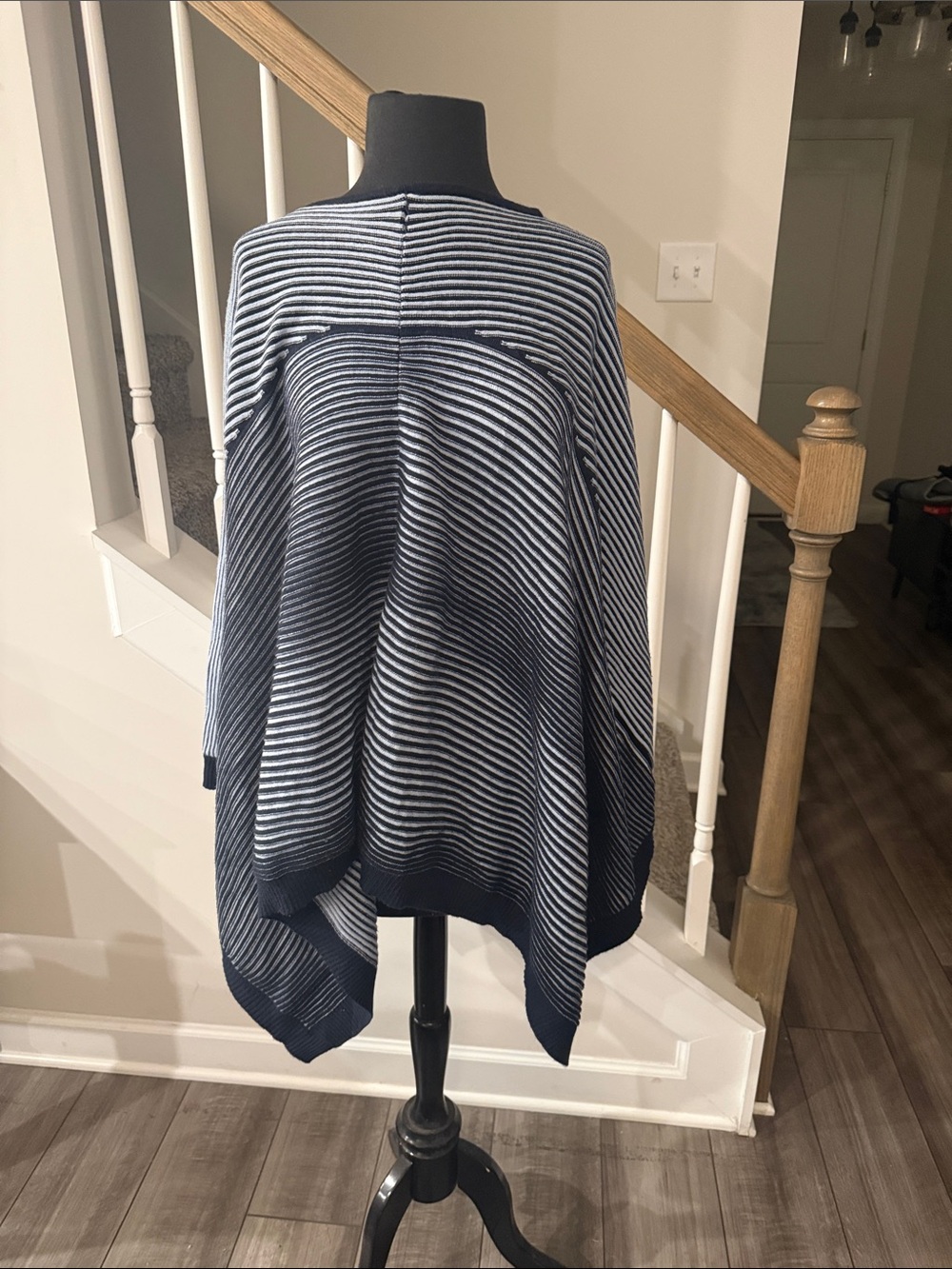 new directions Navy and White Striped Poncho